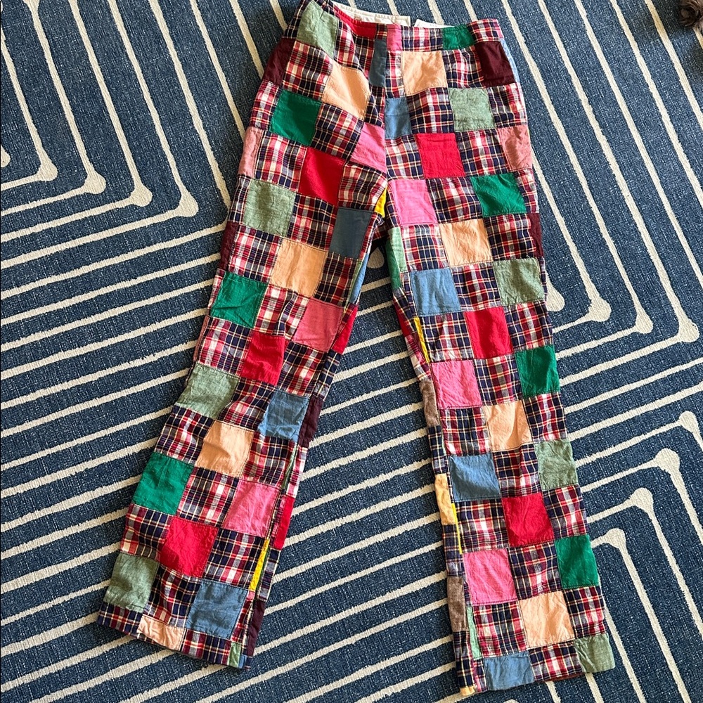 Vintage Rainbow Plaid Patchwork Pants